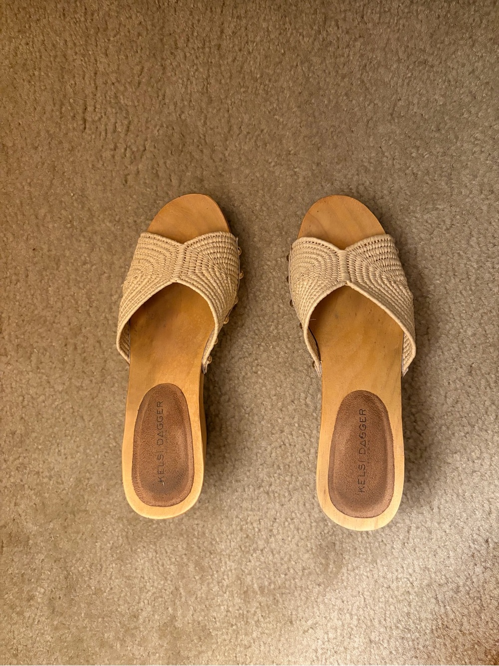Kelsi Dagger Natural Woven Slide Mules
